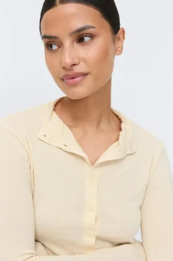 Discount Gina Tricot Button down funnel neck top Geel