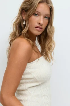 New Gina Tricot Cable knitted tube top Beige