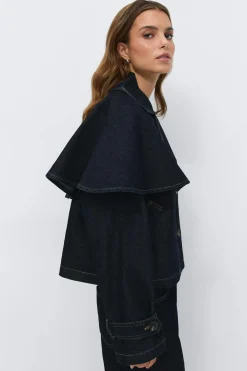 Sale Gina Tricot Cape denim trench Blauw