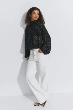 Gina Tricot Chiffon blouse Zwart
