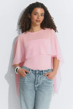 Sale Gina Tricot Chiffon cape top Roze