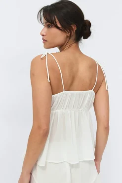 New Gina Tricot Chiffon loungewear singlet Wit