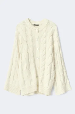 New Gina Tricot Chunky knitted cable cardigan Wit