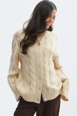 Gina Tricot Chunky knitted cable cardigan Beige