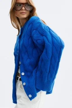 Online Gina Tricot Chunky knitted cable cardigan Blauw
