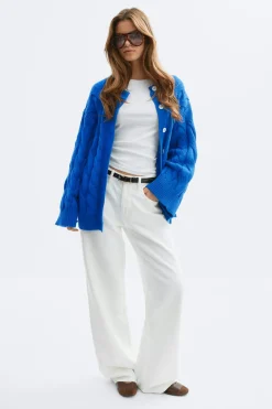 Online Gina Tricot Chunky knitted cable cardigan Blauw
