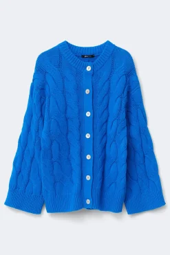 Online Gina Tricot Chunky knitted cable cardigan Blauw