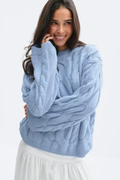 Hot Gina Tricot Chunky knitted cable sweater Blauw