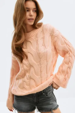Clearance Gina Tricot Chunky knitted cable sweater Oranje