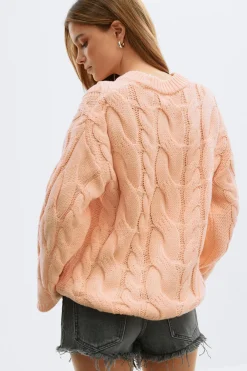 Clearance Gina Tricot Chunky knitted cable sweater Oranje