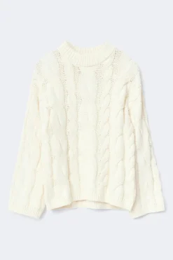 Discount Gina Tricot Chunky knitted cable sweater Wit