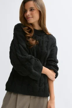 Gina Tricot Chunky knitted cable sweater Zwart