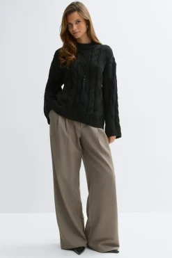 Gina Tricot Chunky knitted cable sweater Zwart