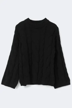 Gina Tricot Chunky knitted cable sweater Zwart