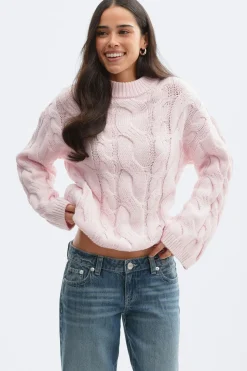 Sale Gina Tricot Chunky knitted cable sweater Roze