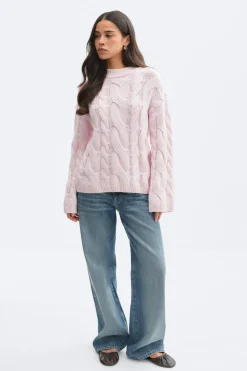 Sale Gina Tricot Chunky knitted cable sweater Roze