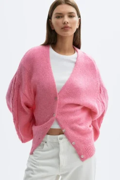 Best Gina Tricot Chunky knitted cardigan Roze