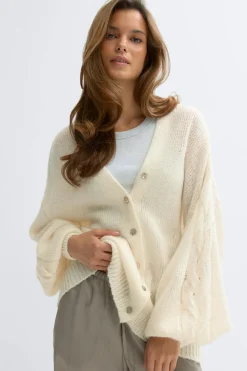 New Gina Tricot Chunky knitted cardigan Wit
