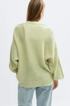 Discount Gina Tricot Chunky knitted cardigan Groen