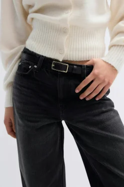 Online Gina Tricot Clean rectangular belt Zwart