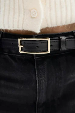 Online Gina Tricot Clean rectangular belt Zwart