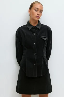 Hot Gina Tricot Corduroy shirt Zwart