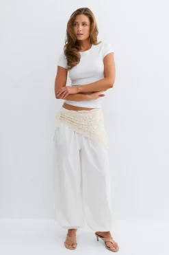 Discount Gina Tricot Cotton balloon trousers Wit