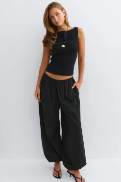 Discount Gina Tricot Cotton balloon trousers Zwart