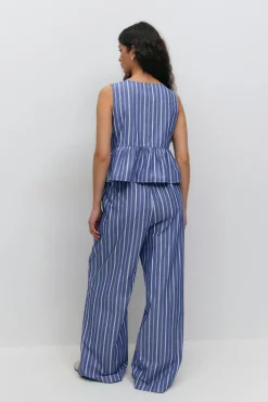 Discount Gina Tricot Cotton poplin trousers Blauw