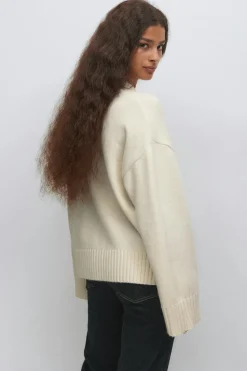 New Gina Tricot Crew neck knitted sweater Wit