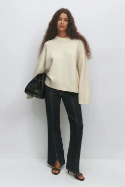 New Gina Tricot Crew neck knitted sweater Wit