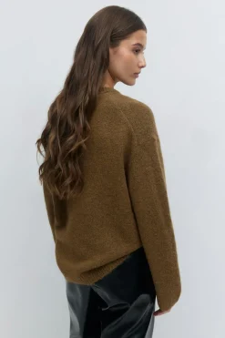 Outlet Gina Tricot Crew neck knitted sweater Bruin