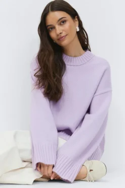 Clearance Gina Tricot Crew neck knitted sweater Paars