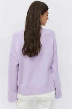 Clearance Gina Tricot Crew neck knitted sweater Paars