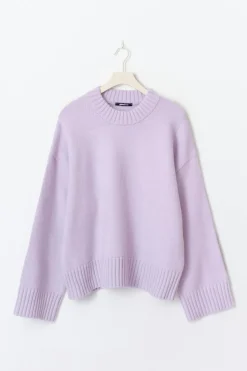 Clearance Gina Tricot Crew neck knitted sweater Paars