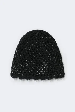 Online Gina Tricot Crochet beanie Zwart