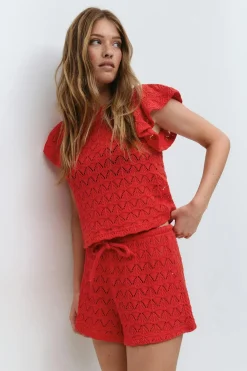 Clearance Gina Tricot Crochet shorts Rood