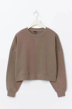 Discount Gina Tricot Crop crewneck sweater Beige