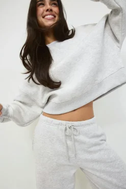 Best Gina Tricot Crop crewneck sweater Grijsv