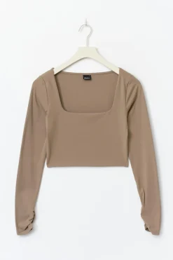 Gina Tricot Cropped soft yoga top Beige