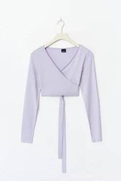 New Gina Tricot Cropped yoga wrap cardigan Paars