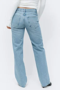 Best Gina Tricot Crush straight jeans Blauw