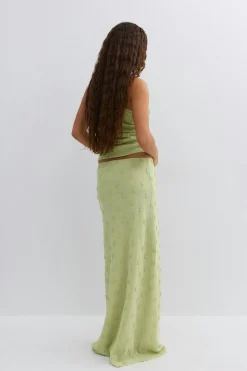 Online Gina Tricot 3d floral maxi skirt Groen