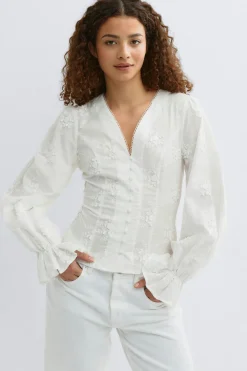 Outlet Gina Tricot 3d flower top Wit