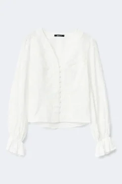 Outlet Gina Tricot 3d flower top Wit