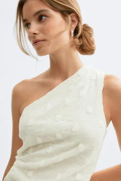 Outlet Gina Tricot 3d one shoulder top Wit