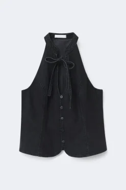 Sale Gina Tricot Darling denim top Zwart