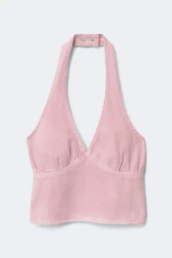 Outlet Gina Tricot Denim halterneck top Roze