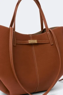Hot Gina Tricot Detail strap tote bag Bruin
