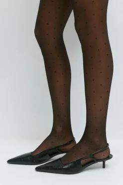 Discount Gina Tricot Dobby dot tights Zwart
